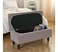 Funda rectangular de terciopelo para otomana, funda para banco plegable y reposapiés, color beige medio, elegante y protección para la decoración del hogar