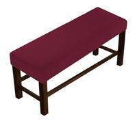 Funda Rectangular Elástica Jacquard para Banco, Protector De Asiento Extraíble Y Lavable, Antipolvo, para Comedor, Dormitorio, Cocina, Hotel, Banquete, Taburete De Piano(Wine Red,M:130-150CM/52-59in)