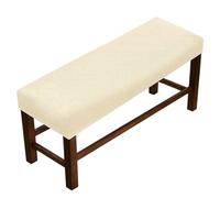 Funda Rectangular Elástica Jacquard para Banco, Protector De Asiento Extraíble Y Lavable, Antipolvo, para Comedor, Dormitorio, Cocina, Hotel, Banquete, Taburete De Piano(Beige,M:130-150CM/52-59in)