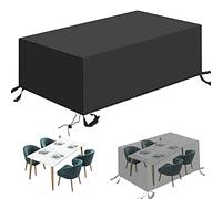 Funda rectangular impermeable para mesa de jardín, resistente al moho, protector de muebles de patio, anticorrosión, para exteriores, tamaño personalizado, 210 x 110 x 70 cm, color negro