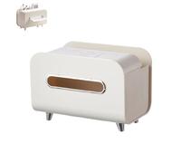 Funda Rectangular para Caja de pañuelos con Organizador de Almacenamiento, Organizador Rectangular de pañuelos y servilletas con Soporte para teléfono, Soporte para Control Remoto (Blanco Crema)