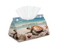 Funda rectangular para caja de pañuelos de estrella de mar de tortuga marina, soporte de caja de pañuelos de piel sintética, elegante estuche de pañuelos faciales, organizador de papel facial