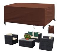 Funda rectangular para mesa de exterior, impermeable, protector de muebles de jardín, tela 420D, color marrón, 210 x 140 x 80 cm, fundas para sillas de patio y resistente a la intemperie
