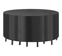 Funda redonda de piel para exteriores, 190 x 190 x 80 cm, tela Oxford impermeable, protección UV, para mesa de jardín, protector de piel redondo resistente para patio, color negro