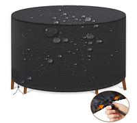 Funda redonda grande para muebles de patio de 244 x 59 cm, resistente a la intemperie, al polvo, a los rayos UV, resistente al desgarro, tela Oxford para mesa y sillas de ratán, incluye bolsa de