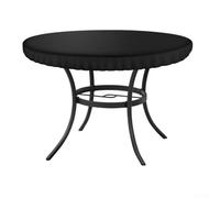 Funda redonda Oxford 210D impermeable para mesa de patio con forro de PVC, protección resistente al aire libre para mesas de acero de 31 a 49 pulgadas de diámetro, diseño de cordón resistente al
