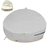 Funda redonda para cama de jardín al aire libre, impermeable, 600D, ratán circular, funda para sofá cama, sofá, protección de muebles, diámetro 223 x 88/45 cm