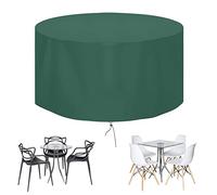 Funda redonda para mesa de jardín de 165 x 120 cm, resistente al agua, con tela Oxford 420D a prueba de rasgaduras, protección circular al aire libre, diseño anti rayos UV y resistente al viento