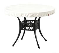 Funda redonda para muebles de jardín, resistente al viento, protector de mesa para exteriores, anti-UV, resistente a la intemperie, para patio, 145 cm, color negro (beige)