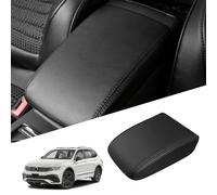 Funda Reposabrazos Coche Cubierta Protectora Compatible con VW T-iguan 2 2016-2023 Cojín de Apoyabrazos Consola Central Tapa Antiarañazos PU Microfibra Cuero Tapizado - Negro