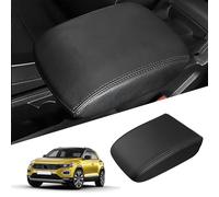 Funda Reposabrazos Coche Cubierta Protectora Compatible con VW T ROC 2018-2024 Cojín de Apoyabrazos Consola Central Tapa Antiarañazos PU Microfibra Cuero Tapizado - Negro