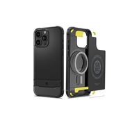 Funda resistente Spigen para iPhone 15 Pro con MagSafe, color negro.