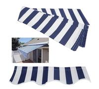 Funda retráctil de poliéster impermeable para patio, repuesto para toldo al aire libre, ideal para patio, terraza, balcón, rayas azules y blancas, 2 x 1,5 m