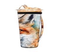 Funda reutilizable para café helado con asa, cabeza de zorro de acuarela, funda aislante de neopreno para bebidas frías, 24 a 28 onzas
