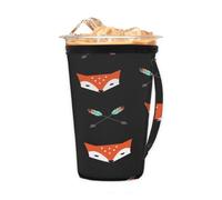Funda reutilizable para café helado con asa, cabeza de zorro, funda de neopreno para taza de flecha de zorro, soporte aislante para bebidas frías, 24 onzas a 28 onzas