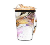Funda reutilizable para café helado con asa, diseño de zorro animal, funda aislante de neopreno vintage para bebidas frías, bebidas de 24 a 28 onzas