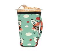 Funda reutilizable para café helado con asa, funda de neopreno de lunares de zorro, soporte para tazas para bebidas frías, bebidas de 24 a 28 onzas