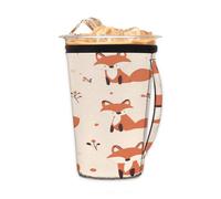 Funda reutilizable para café helado con asa, lindo zorro, funda aislante de neopreno para bebidas frías, bebidas de 24 a 28 onzas