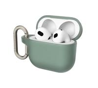 Funda RHINOSHIELD con Mosquetón Compatible con Apple [AirPods 4] | Protección de Grado Militar Frente a caídas y arañazos, con Carga Inalámbrica - Set estándar Verde Salvia
