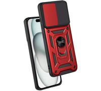 Funda rígida con anillo para iPhone 15 (rojo) - COOL