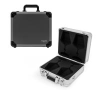 Funda rígida de aluminio duradero para copas de vino, color gris oscuro, funda de viaje con copas de vino EVA, inserciones de espuma Zalto, Spiegelau, Josephine (copas de vino no incluidas)