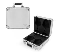 Funda rígida de aluminio duradero para copas de vino plateadas, funda de viaje con copas de vino EVA, inserciones de espuma Zalto, Spiegelau, Josephine (copas de vino no incluidas)