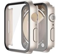 Funda rígida de policarbonato XiHAMA con protector de cristal templado compatible con Apple Watch Series 9, 8, 7 y Ultra.