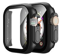 Funda rígida de policarbonato XiHAMA con protector de cristal templado compatible con Apple Watch Series 9, 8, 7 y Ultra.