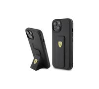 Funda rígida Ferrari con soporte y logotipo metálico para iPhone 15 de 6,1", color negro - FEHCP15SGSPSIK