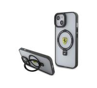 Funda rígida Ferrari para iPhone 15 de 6,1 pulgadas con MagSafe y soporte de anilla, transparente - FEHMP15SUSCAH