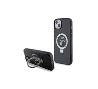 Funda rígida Karl Lagerfeld para iPhone 15 con soporte de anillo y MagSafe negra