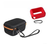 Funda rígida para altavoces JBL GO 4, resistente a golpes y salpicaduras, EVA con compartimento de red para accesorios, caja de viaje compacta, color gris (naranja + rojo)