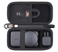 Funda rígida para estación de carga rápida plegable inalámbrica Belkin | Caja de almacenamiento portátil de viaje para cargador Belkin MagSafe, carcasa protectora de EVA, correa de mano, mosquetón