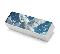 Funda rígida para gafas con diseño de lobo con alas bajo la luna y paño de limpieza para mujeres y hombres