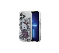 Funda rígida para iPhone 14 Pro Hello Kitty Kitty sobre ladrillos blanca