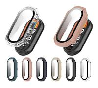 Funda rígida XiHAMA + protector de pantalla de vidrio templado compatible con Xiaomi Smart Band 10/10NFC/10Ceramic/9Ceramic/8, cubierta de