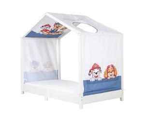 Funda roba para camas Montessori tipo casita 70 x 140 cm con diseño Paw Patrol - Accesorio para cama con dosel - Incluye 3 bolsillos y ventana en el techo