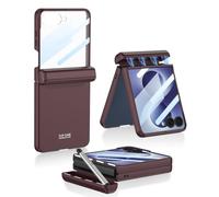 Funda Robusta Delgada for Samsung Galaxy Z Flip 8 S-Pen magnética | Protección puerto bolsillo cortes precisos antigolpes vidrio templado(Wine red)