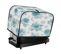 Funda romántica para tostadora, diseño de rosas y flores, color verde azulado, 4 rebanadas, para máquina de pan, pequeño electrodoméstico de cocina