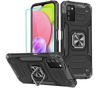 Funda Samsung Galaxy A03s, Funda Samsung A03s con Protector de Pantalla, TPU + PC Fundas para teléfono con Soporte de Anillo a Prueba de Golpes para Samsung Galaxy A03s,Negro