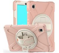 Funda Samsung Galaxy A7 Lite 8.7 T220 T225 T225N T225C, Híbrido Tres Capas Funda Carcasa Protector con Correa de Mano, 360 Rotación Kickstand para Samsung Galaxy A7 Lite 8.7" (Oro Rosa)