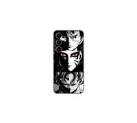 Funda Samsung Galaxy S24 FE Sangoku Naruto Luffy One Piece Dragon Ball Z fondo negro y blanco, anime manga Maniacase