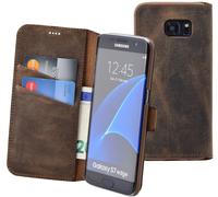 Funda Samsung Galaxy S7 Edge Book Cartera De Cuero En Marrón Antiguo
