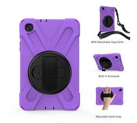 Funda Samsung Galaxy Tab A 8.4 T307 T307U, Híbrido Tres Capas Funda Carcasa Protector con Correa de Bandolera/Correa de Mano, 360 Rotación Kickstand para Samsung Galaxy Tab A 8.4 T307 T307U (Púrpura)
