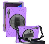 Funda Samsung Galaxy Tab S8 Plus 12.4 X800 X806, Híbrido Tres Capas Funda Carcasa Protector con Correa de Bandolera/Correa de Mano/Portalápiz, 360 Rotación Kickstand para Galaxy Tab S8 Plus 12.4"