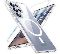 Funda Samsung S25 Ultra, Magnética Funda para S25 Ultra con Protector de Pantalla Carcasa Samsung Galaxy S25 Ultra Antigolpes Protectora Transparente TPU Funda Compatible con MagSafe, Transparente