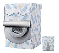 Funda Secadora & Cubierta Impermeable para Lavadora，Funda Secadora Carga Frontal（Hoja azul，60 * 53 * 85cm）