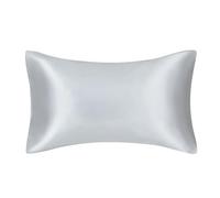 Funda Seda Almohada Pure Solid Silky Satin Skin Care Pillowcase Hair Anti Pillow Case Queen King Full Size Cover para el Cabello y la Piel(Silver,Queen(51x76cm))