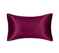 Funda Seda Almohada Pure Solid Silky Satin Skin Care Pillowcase Hair Anti Pillow Case Queen King Full Size Cover para el Cabello y la Piel(Burgundy,Queen(51x76cm))