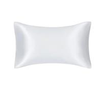 Funda Seda Almohada Pure Solid Silky Satin Skin Care Pillowcase Hair Anti Pillow Case Queen King Full Size Cover para el Cabello y la Piel(White,Standard(51x66 cm))